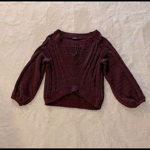 Express Burgundy/Maroon Chunky Chenille Bubble Sweater | Small